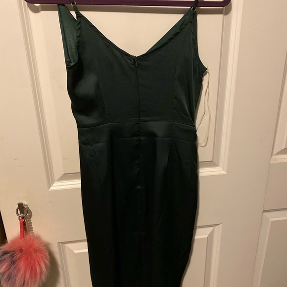 JLuxLabel dark green silk crossover dress Sm🎅🏼 - Picture 3 of 5